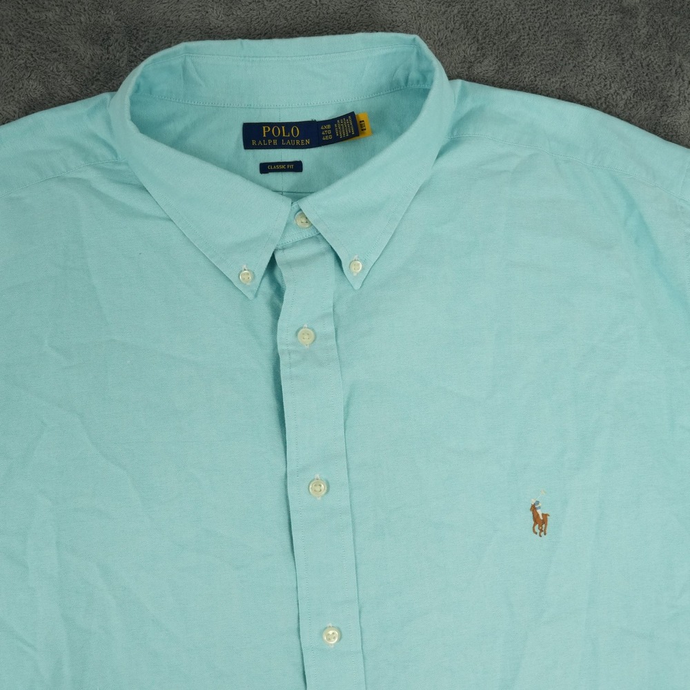 Polo Ralph Lauren Button Down Shirt Men 4XB Blue Short Sleeve Classic Fit Cotton
